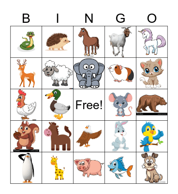 Animals Bingo Card