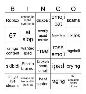 Brainrot bingo Card