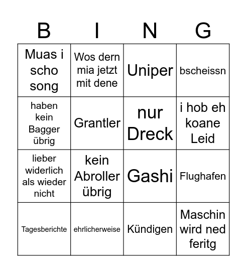 Bauleiter-Bingo Card