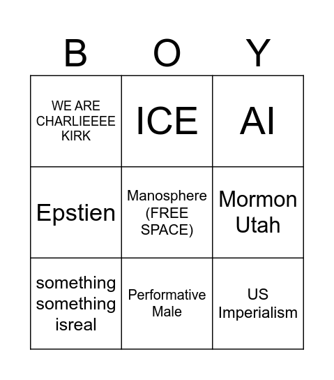 Boys S5 Bingo Card