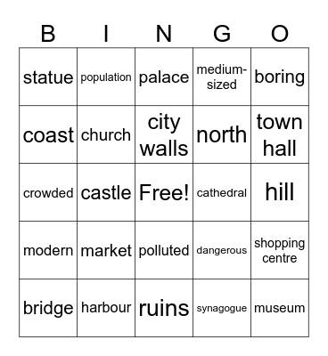 Describing a town or city Bingo Card