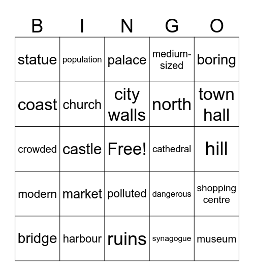 Describing a town or city Bingo Card