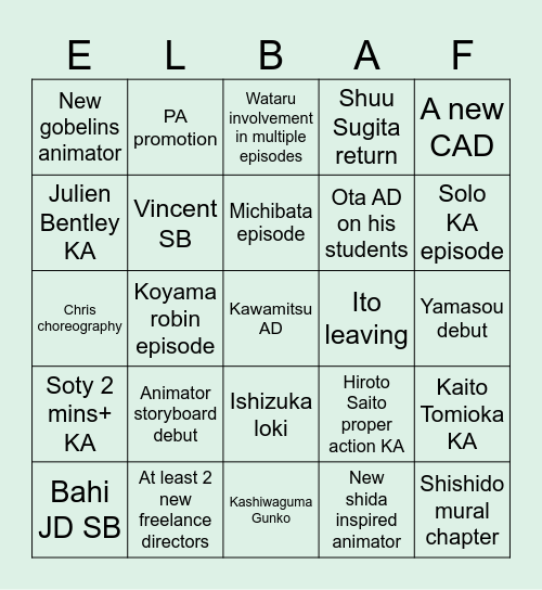 ELBAF PRODUCTION Bingo Card