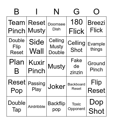 Rocket League Bingo Card