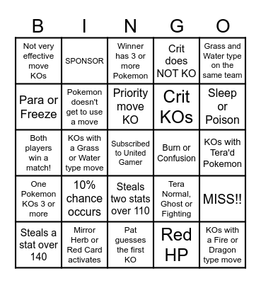 Then we fight bingo UG Steal Stats Bingo Card