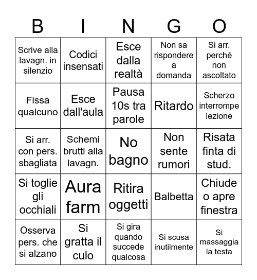 Abate Bingo Card