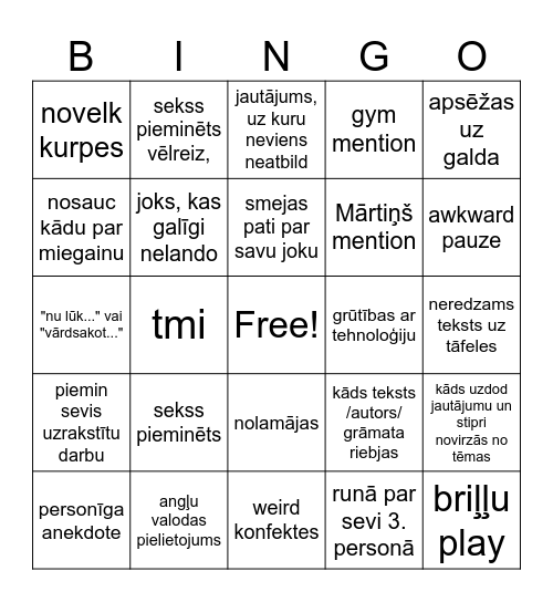 radošā rakstīšana bingo Card