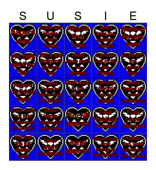 Deltarune Chapter 5 Bingo Card