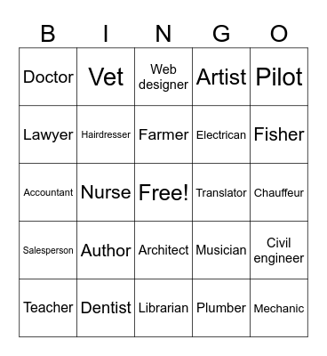 JOBS Bingo Card