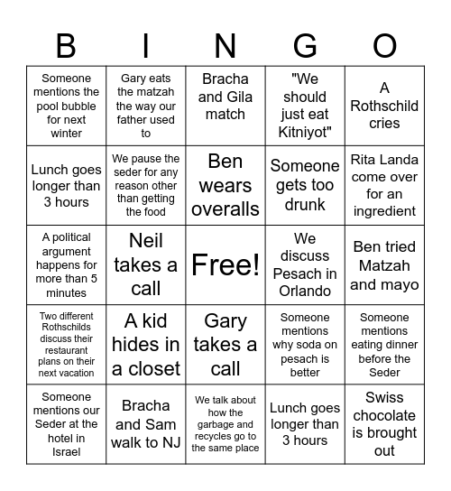 Rothschild BINGO Card