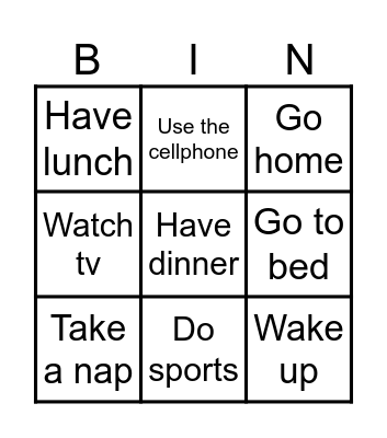 Routines Bingo Card