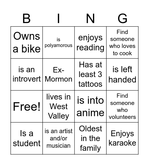 TDOV Bingo! Bingo Card