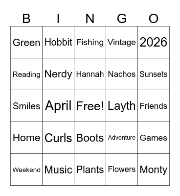 The Taylors 04/03/2026 Bingo Card