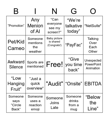 AHM Bingo Card