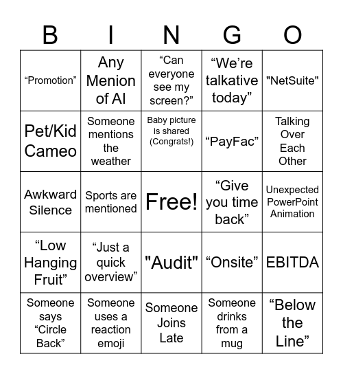 AHM Bingo Card