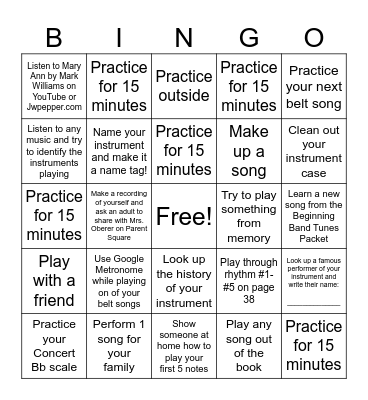 Spring Break 2026 Practice BINGO! (Level 1) Bingo Card