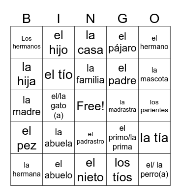 Spanish Bingo Card