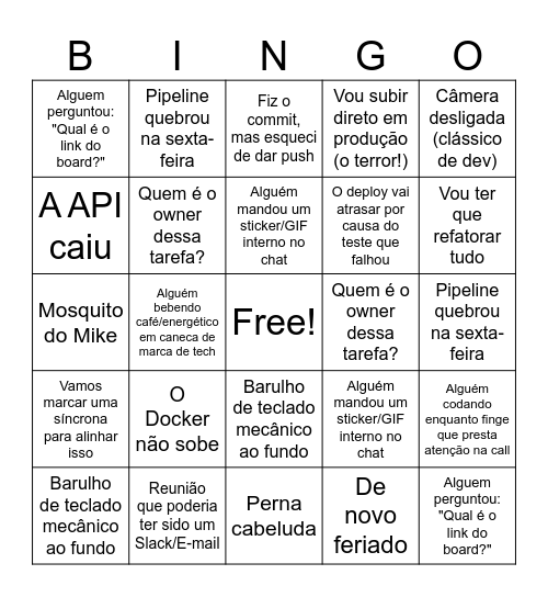 Team DB1 Bingo Card