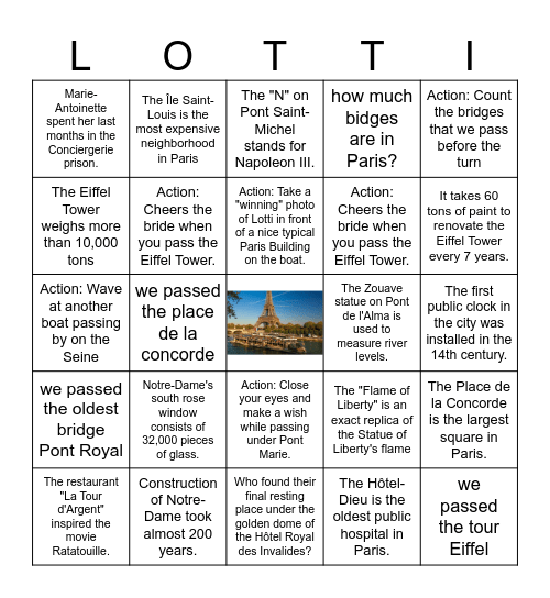 Dom won the Lottery, who will win the Seine Bingo Card
