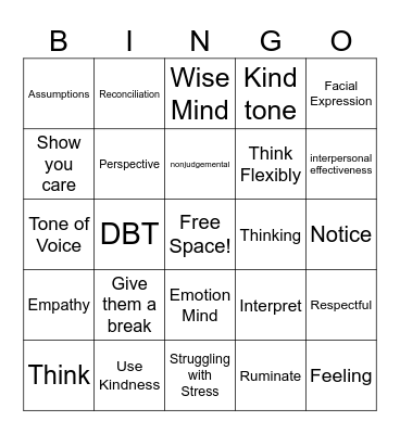 DBT THINK BINGO Card