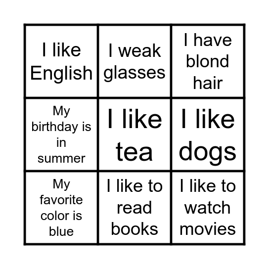 Get to know each other :) Bingo Card