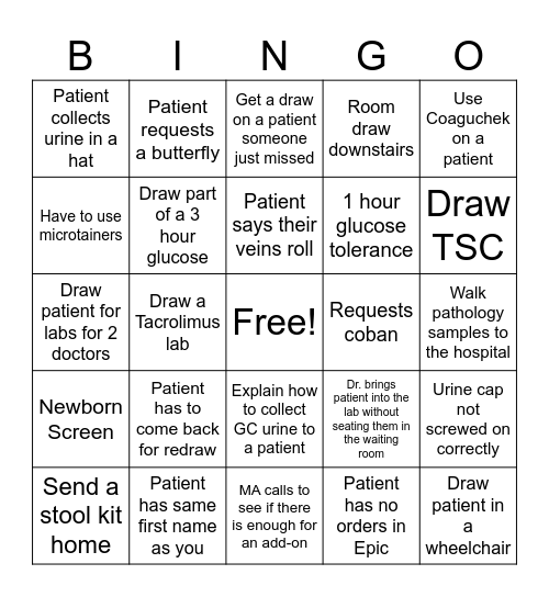 Lab Week 2026 - Clinic Phlebotomy Bingo Card