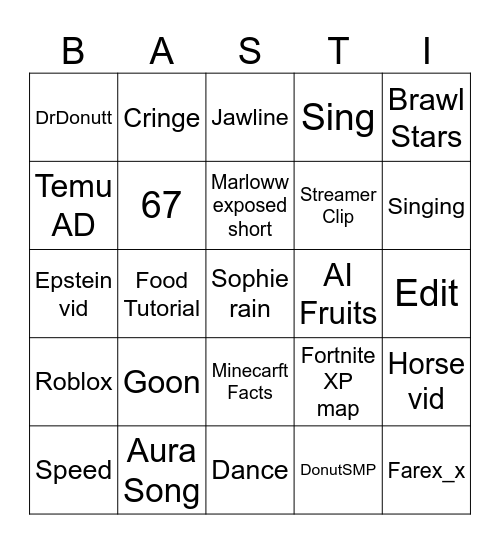 fyp bingo Card