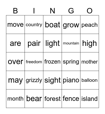 March 30 Bingo Card