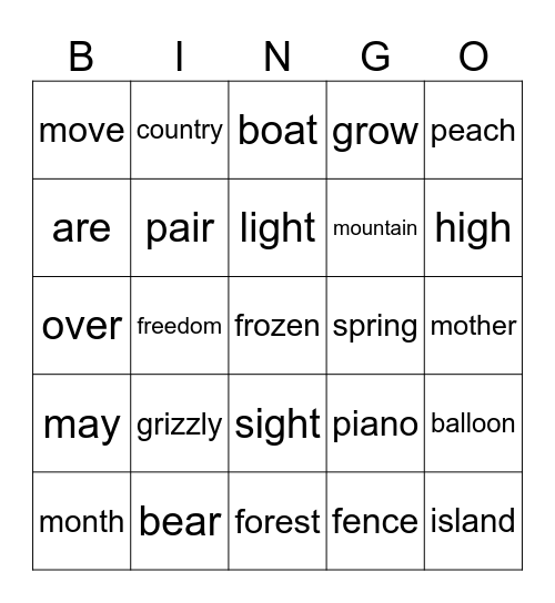 March 30 Bingo Card