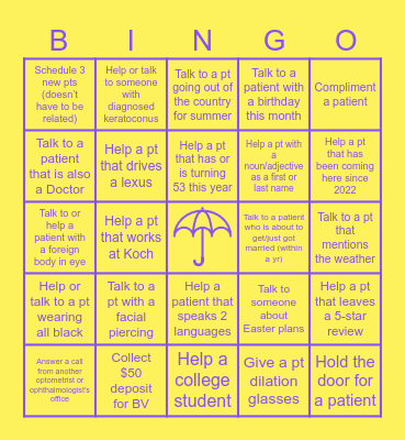 APRIL TEG BINGO Card
