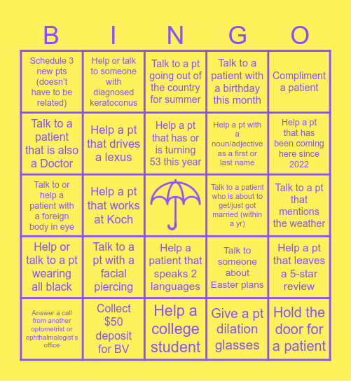 APRIL TEG BINGO Card