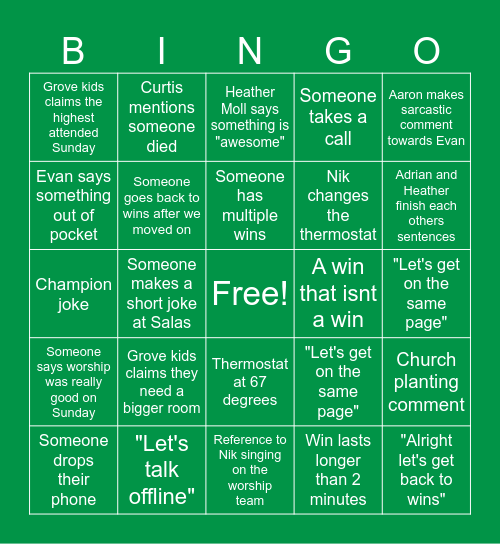 Staff Bingo v3 Bingo Card