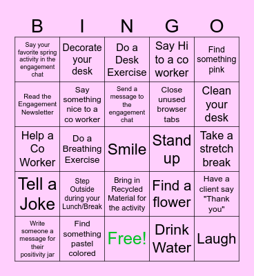 April Bingo Card