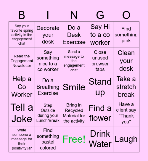 April Bingo Card