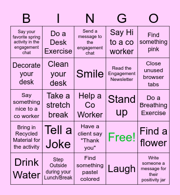April Bingo Card