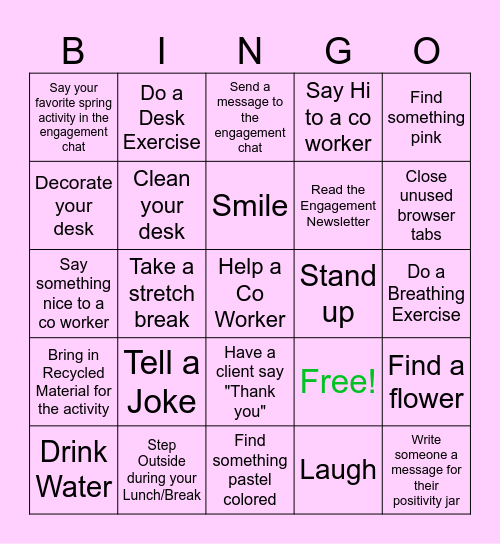 April Bingo Card