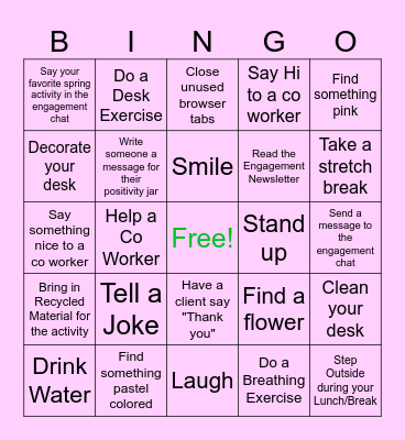 April Bingo Card