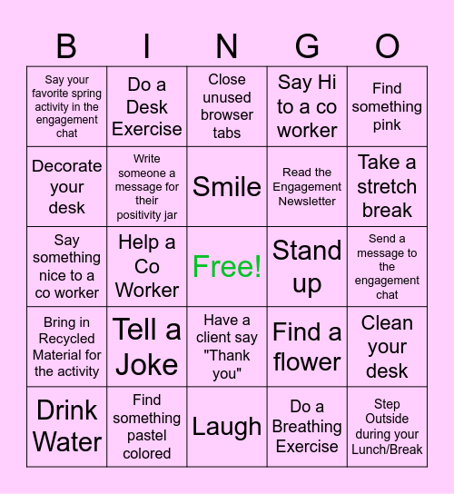 April Bingo Card