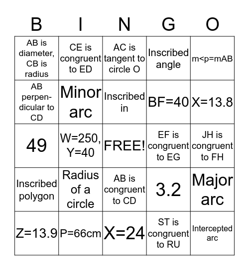 Chapter 11 Bingo Card