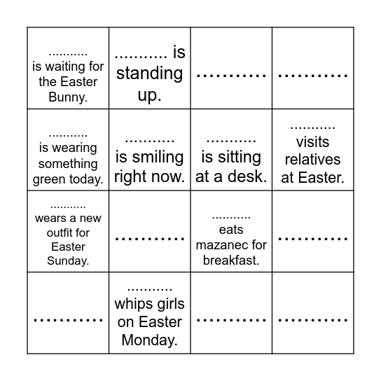EASTER BINGO Card