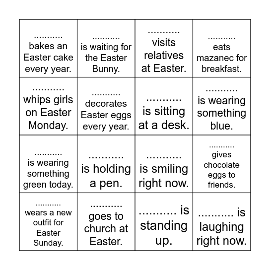EASTER BINGO Card