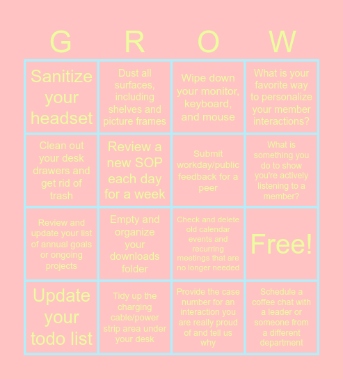 BINGO Guilder Spring Cleaning Edition Bingo Card