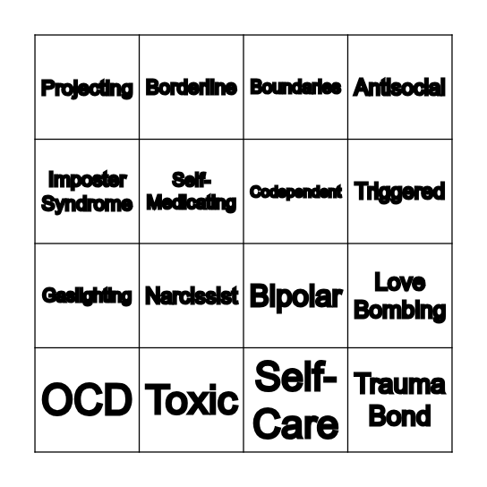 Psychobabble Bingo Card