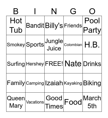 SuMo's BINGO Card