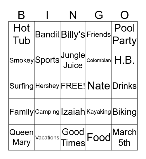 SuMo's BINGO Card
