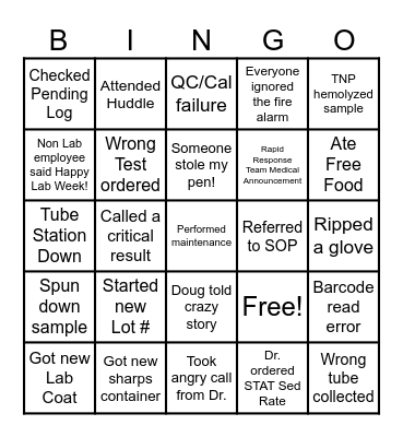 Lab Week 2026- School of MLS Bingo Card