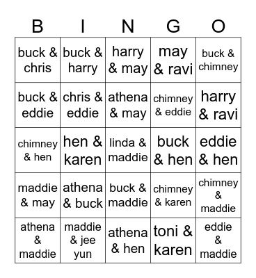 weewoo s10 scene bingo Card