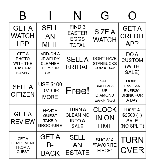 APRIL BINGO Card