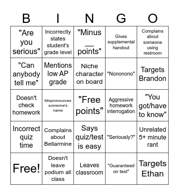 Untitled Bingo Card