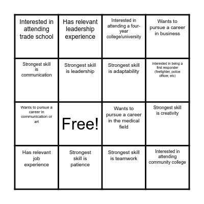 Networking Bingo Card